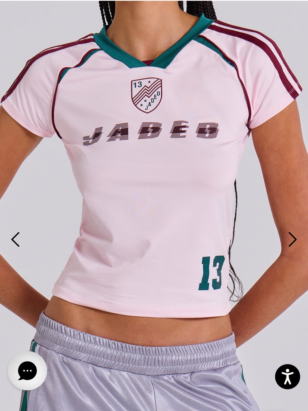 Jaded London Pink No.13 Football Baby Tee XXL NWT jersey shirt Revolve